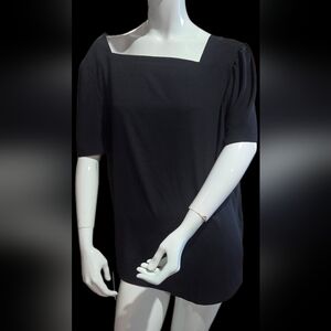 Square Neck Black Women's Blouse XXL
